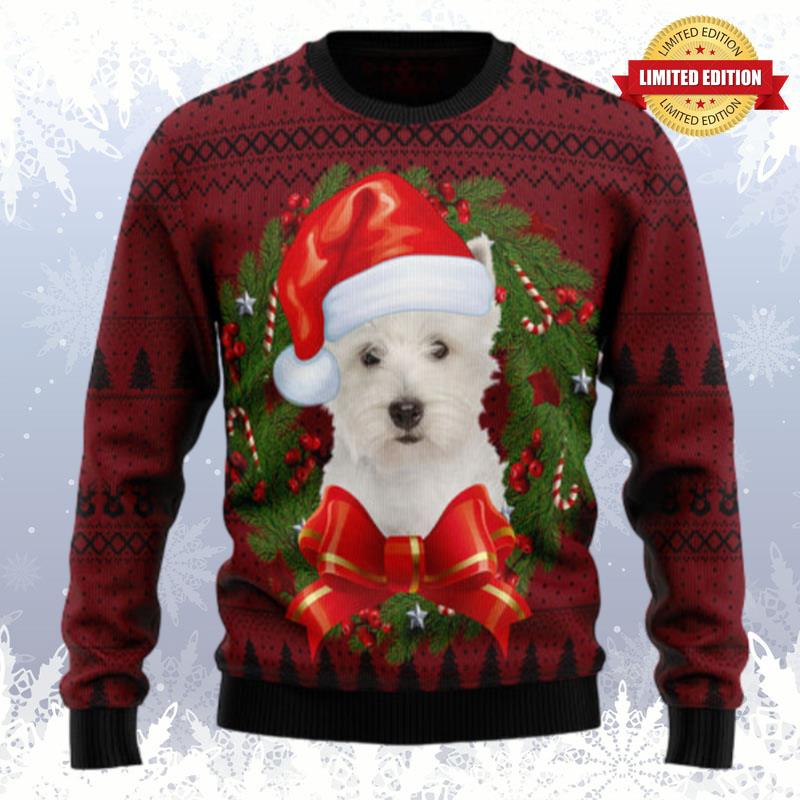 Welsh Highland Terrier Wreath Ugly Sweaters For Men Women