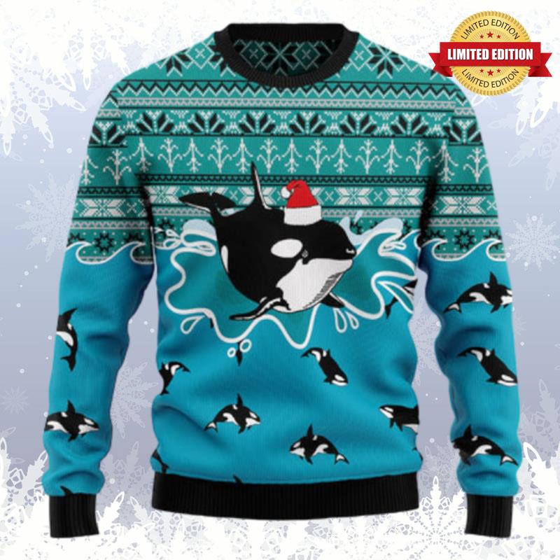 Whale Santa Claus Ugly Sweaters For Men Women