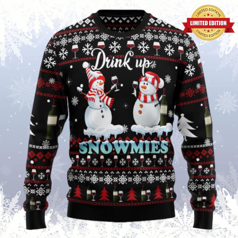 Wine Snowmies Ugly Sweaters For Men Women