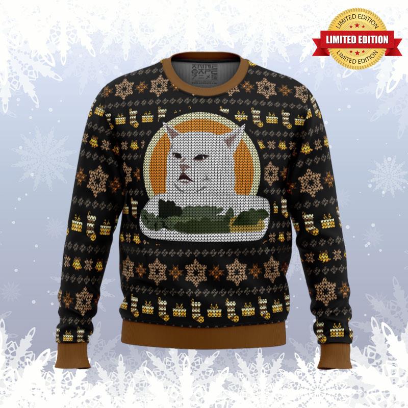Woman Yelling At Cat Meme V2 Ugly Sweaters For Men Women