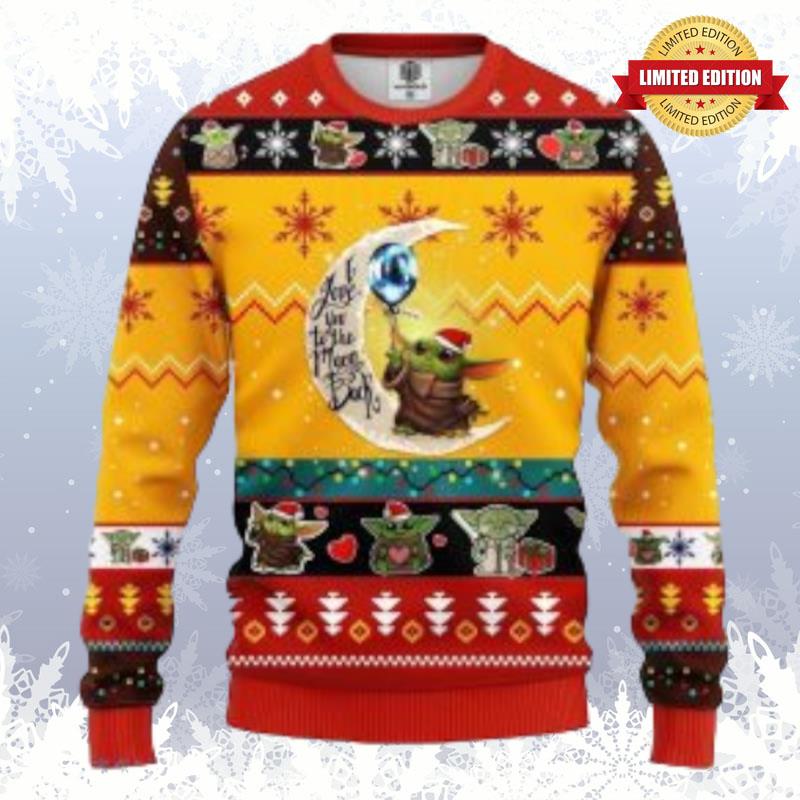 Yoda Knitted Christmas I Love You To The Moon Xmas Ugly Sweaters For Men Women
