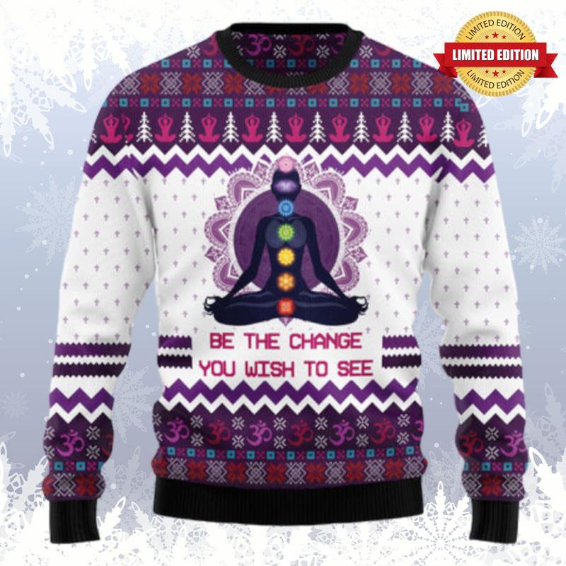 Yoga Be The Change Ugly Sweaters For Men Women