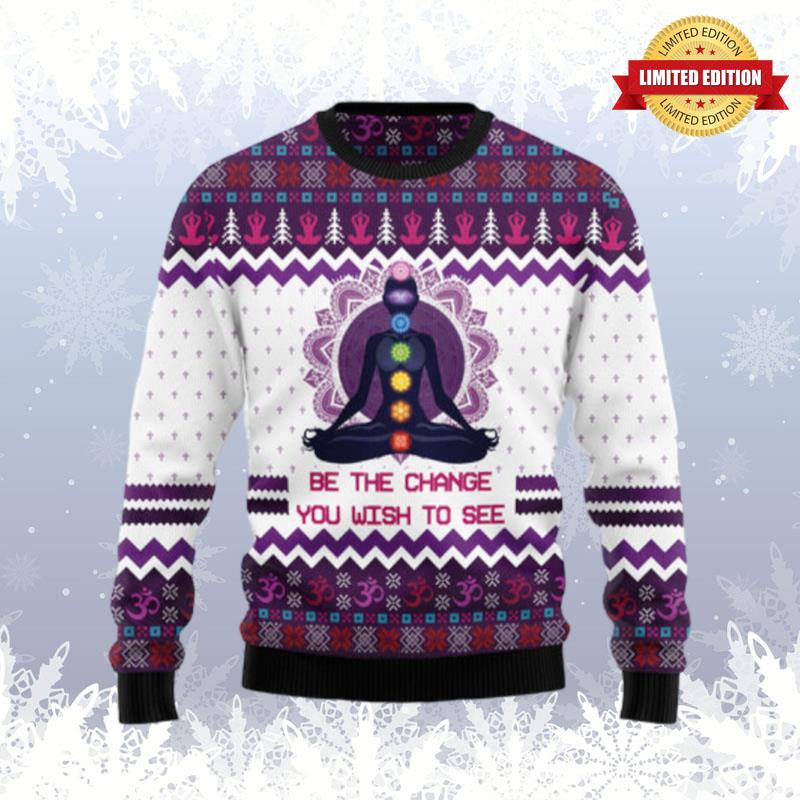 Yoga Be The Change Ugly Sweaters For Men Women