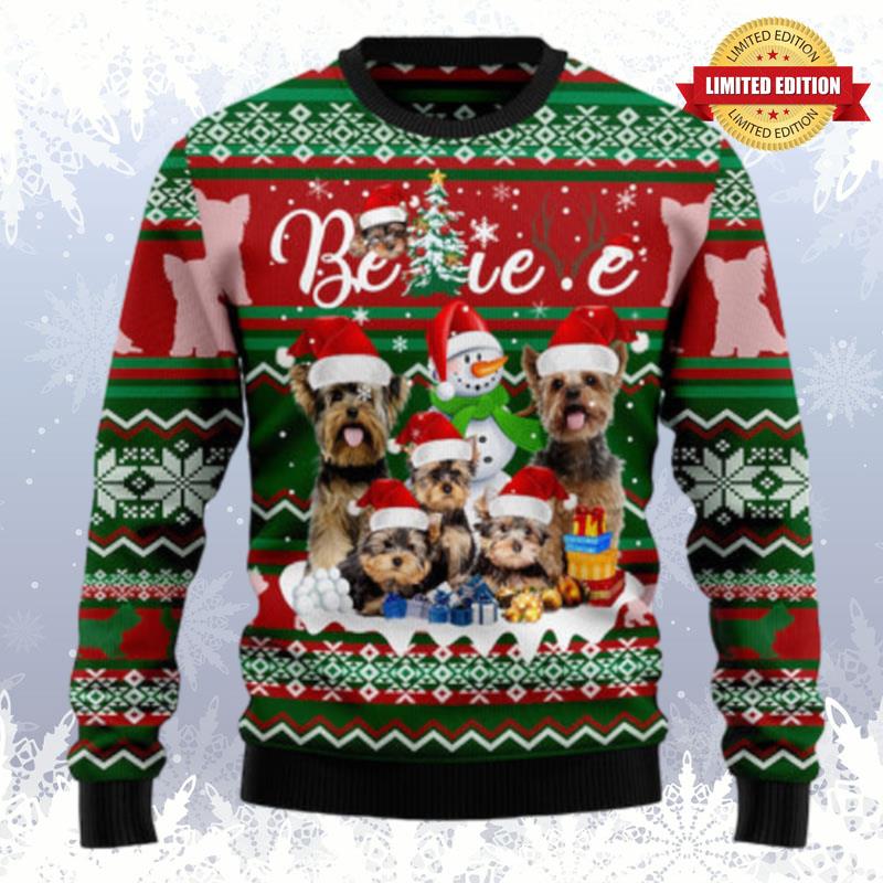 Yorkshire Terrier Believe Christmas Ugly Sweaters For Men Women