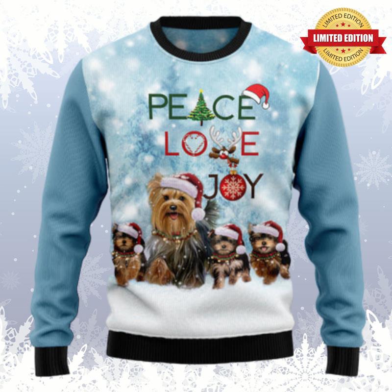 Yorkshire Terrier Peace Love Joy Ugly Sweaters For Men Women