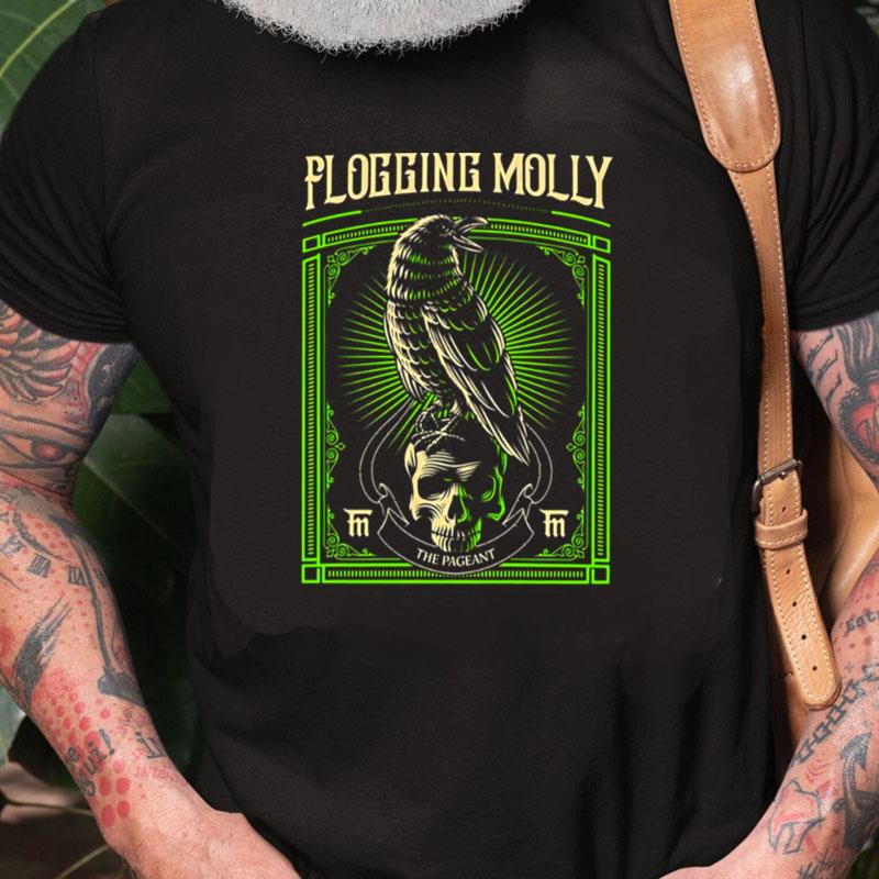 Black Crow And Skull Green Background Flogging Molly Unisex Shirts