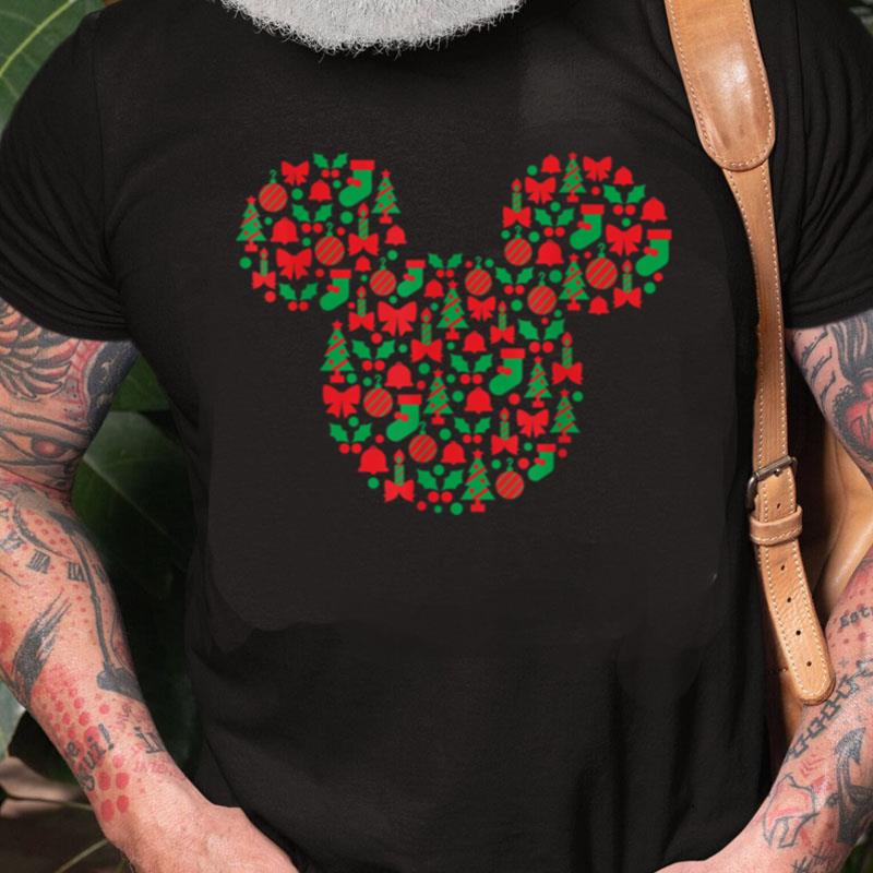 Disney Mickey Mouse Icon Red And Green Holiday Unisex Shirts