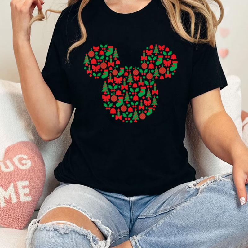 Disney Mickey Mouse Icon Red And Green Holiday Unisex Shirts