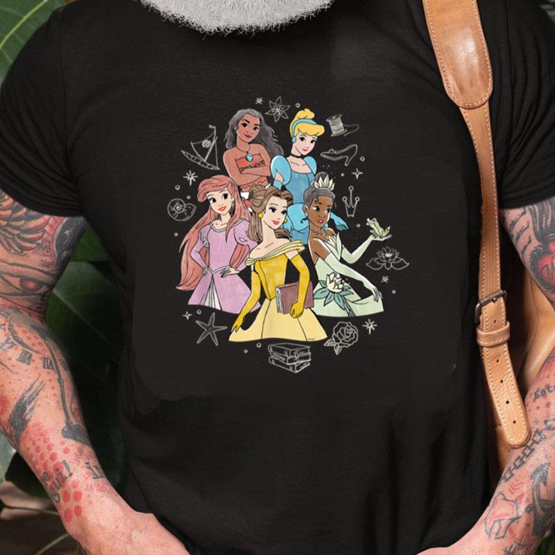 Disney Princess Pencil Sketch Unisex Shirts