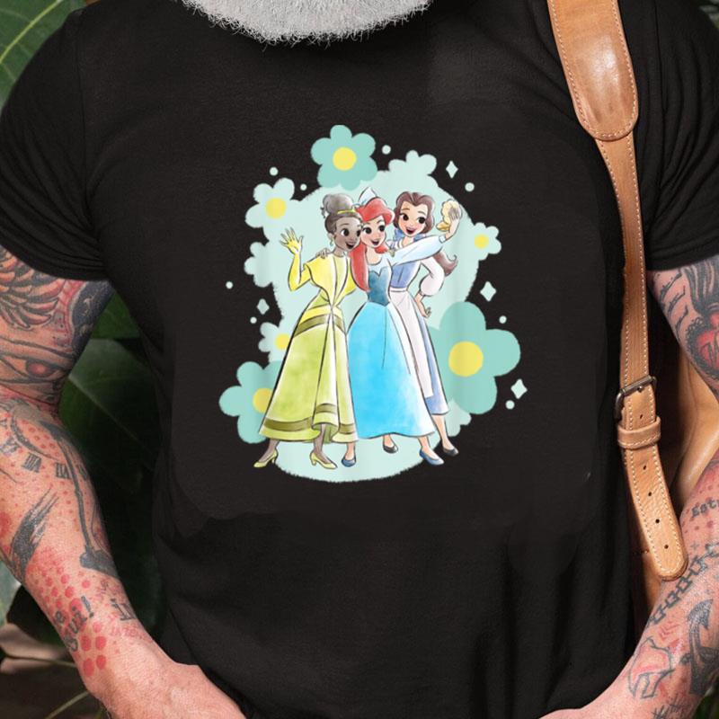 Disney Princess Tiana Ariel And Belle Seashell Selfie Unisex Shirts