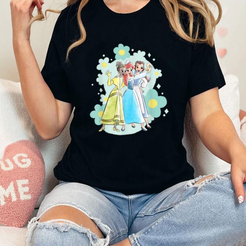 Disney Princess Tiana Ariel And Belle Seashell Selfie Unisex Shirts