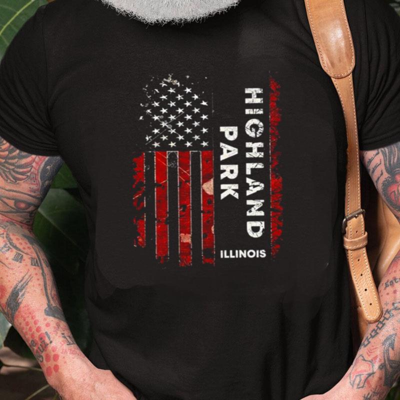 Highland Park Illinois American Flag Retro Unisex Shirts