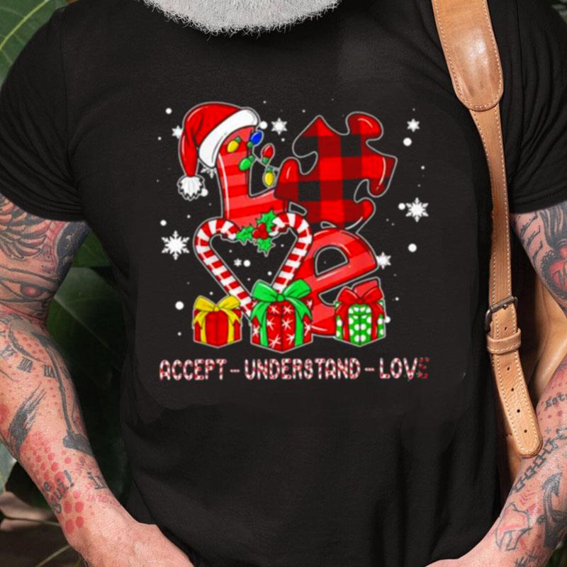 Love Accept Understand Love Autism Awareness Merry Christmas Unisex Shirts