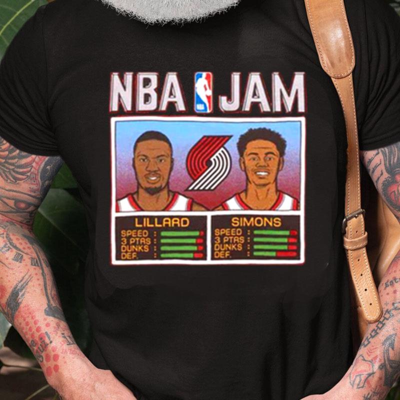 Nba Jam Portland Trail Blazers Lillard And Simons Unisex Shirts