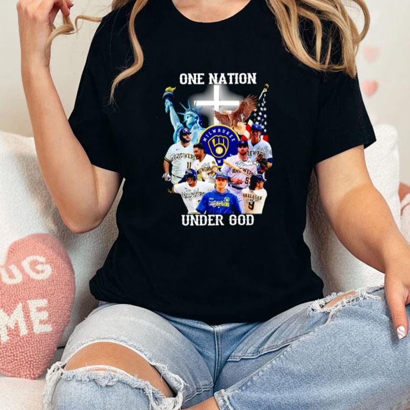 One Nation Under God Milwaukee Brewers Baseball Signature Unisex Shirts