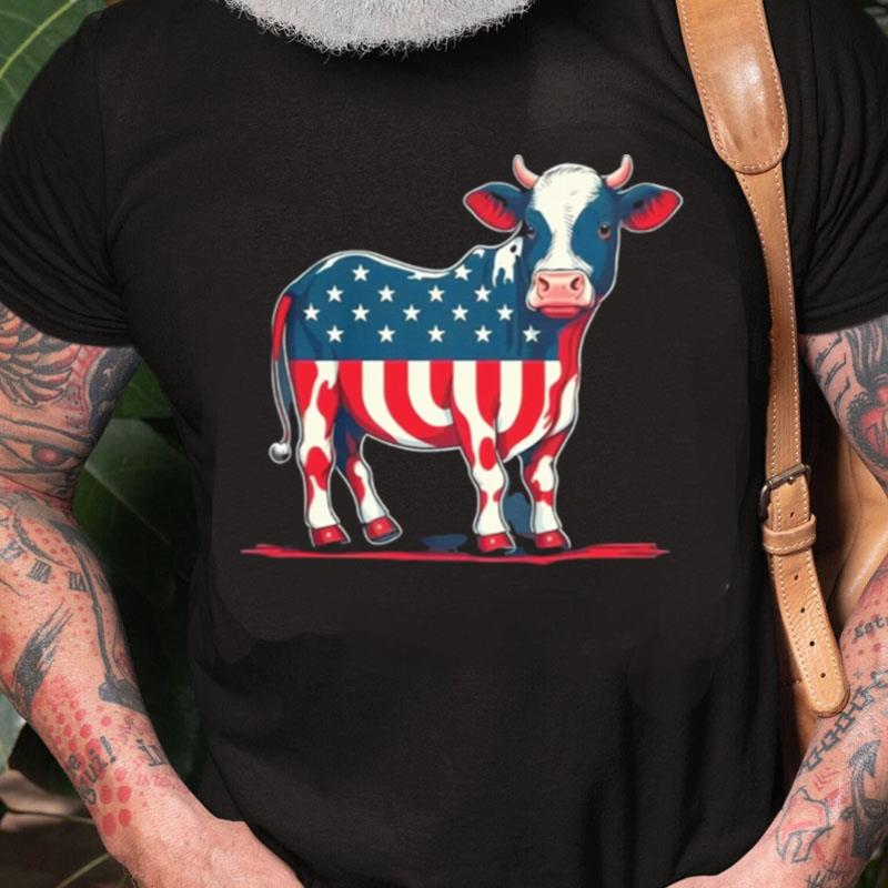 Patriotic Cow Usa Flag Unisex Shirts