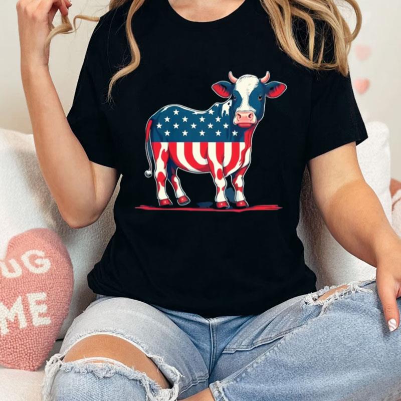 Patriotic Cow Usa Flag Unisex Shirts