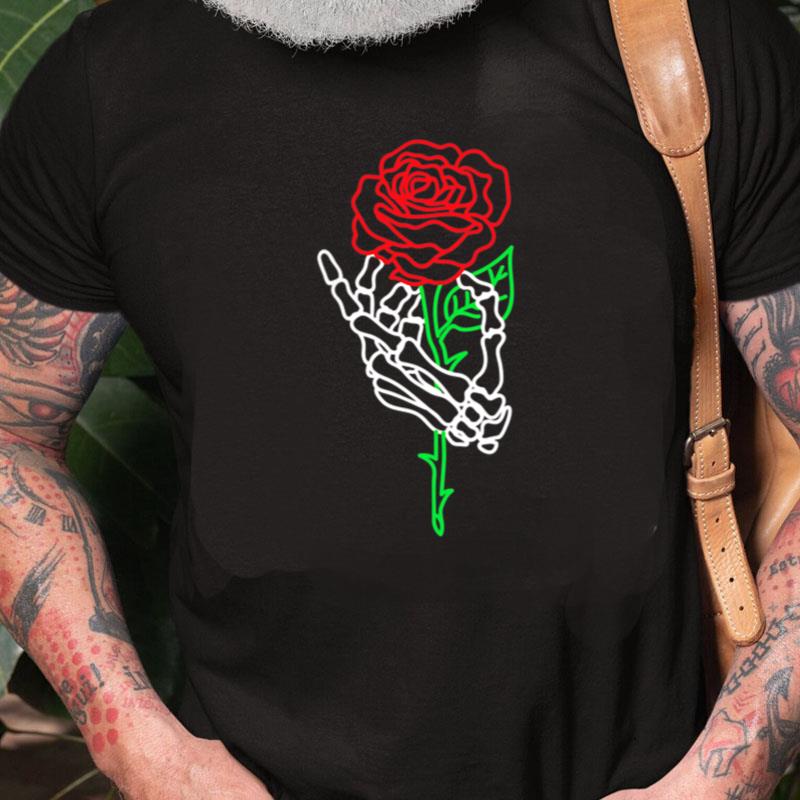 Skeleton Hand Holding Rose Tattoo Unisex Shirts