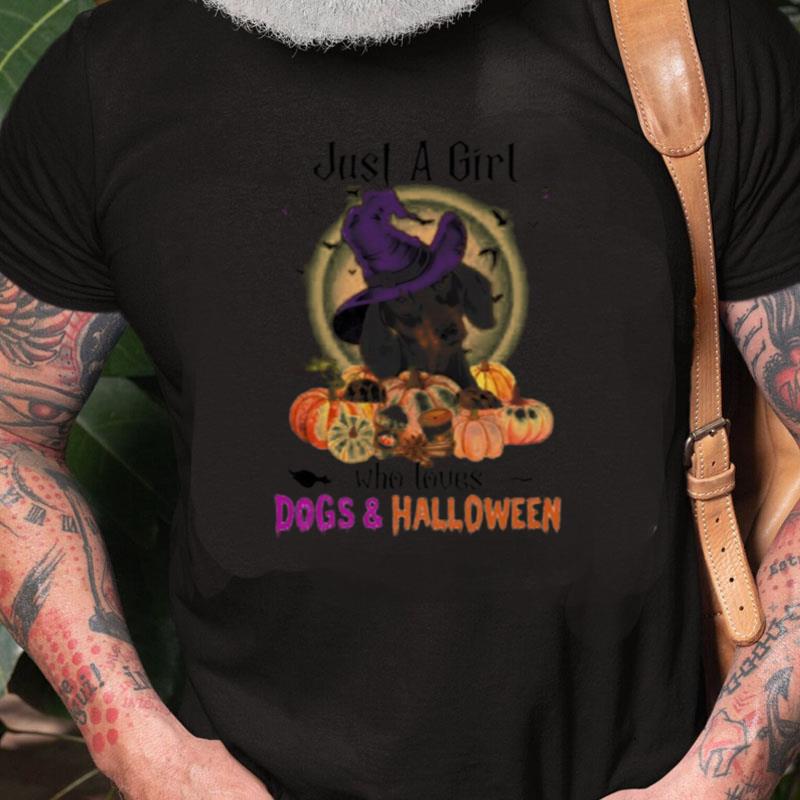 Black Dachshund Just A Girl Who Loves Dogs And Halloween Unisex Shirts