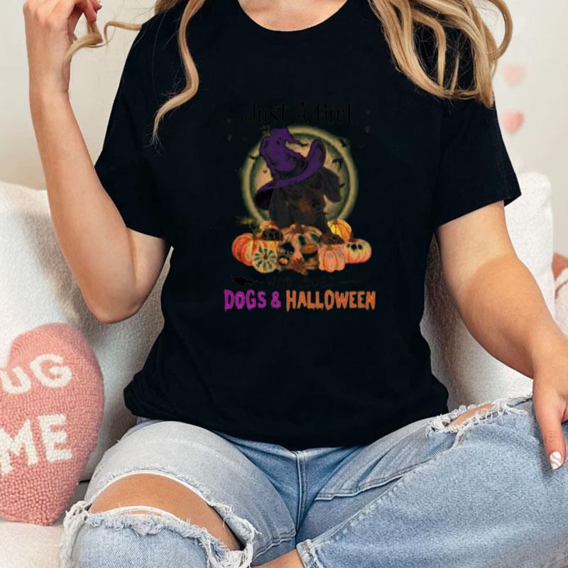 Black Dachshund Just A Girl Who Loves Dogs And Halloween Unisex Shirts