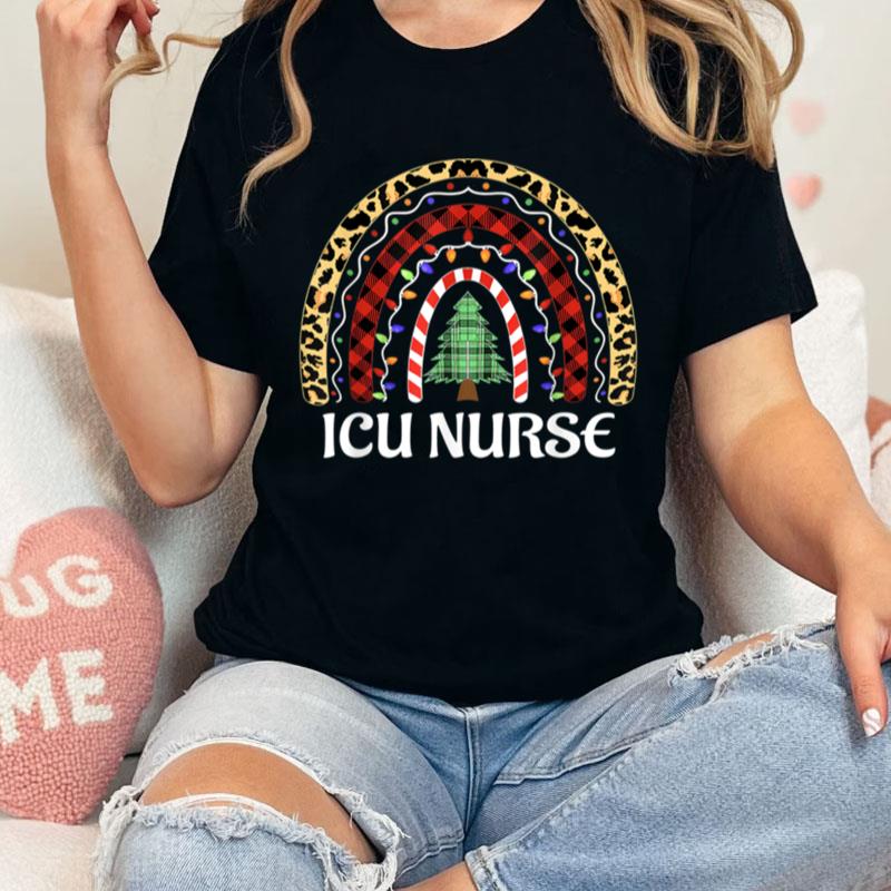 Christmas Icu Nurse Leopard Rainbow Nurse Xmas Christmas Unisex Shirts