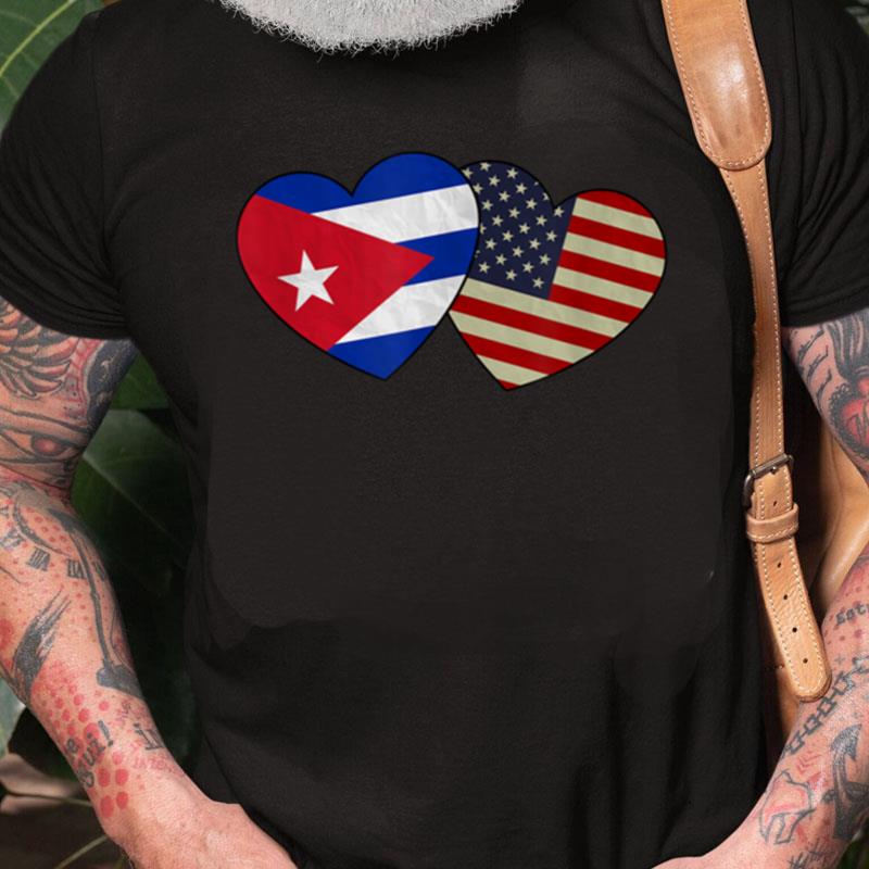 Cuban American Couple Heart Love Flag Valentine Unisex Shirts