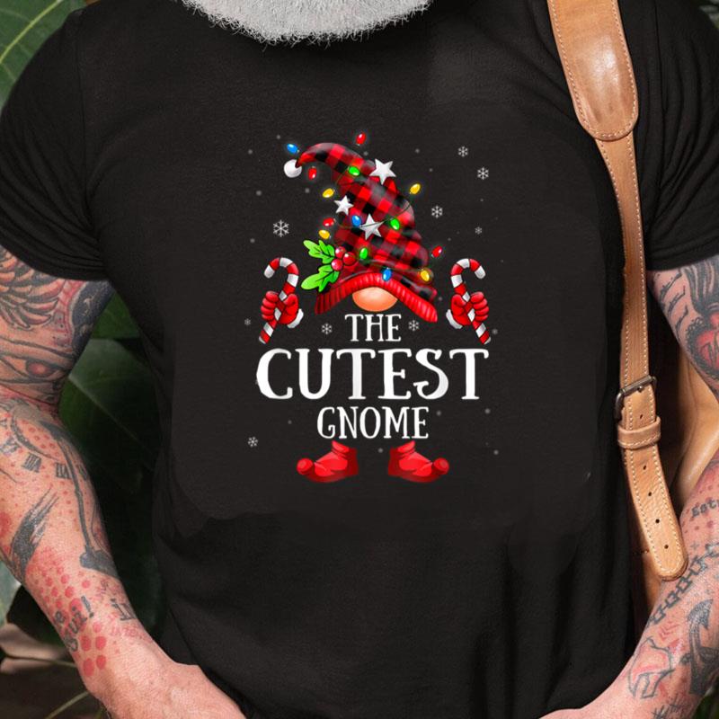 Cutest Gnome Lights Red Plaid Matching Family Christmas Unisex Shirts