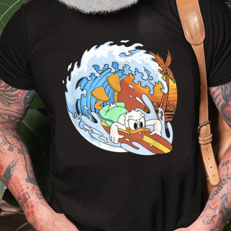 Disney Mickey And Friends Donald Duck Surfing Unisex Shirts