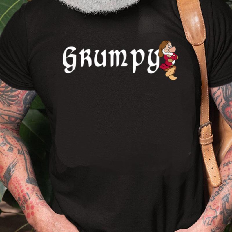 Disney Snow White Grumpy Leaning On Name Banner Unisex Shirts