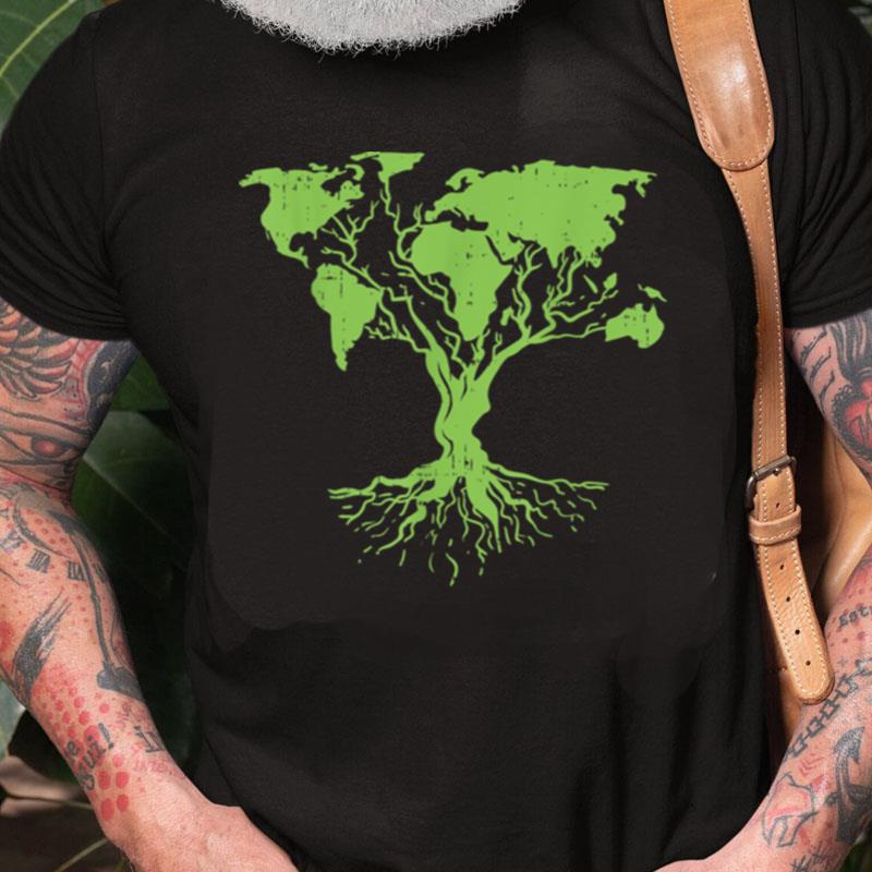 Earth Day Cute World Map Tree Pro Environment Plant Unisex Shirts