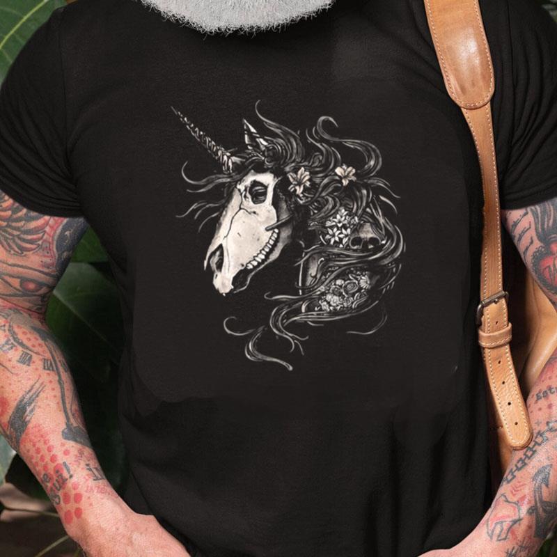 Floral Unicorn Skull Flowers Halloween Costume Unisex Shirts