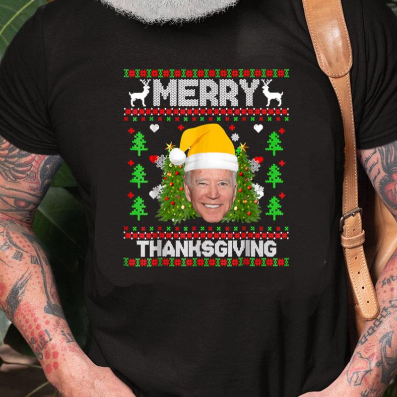 Funny Joe Biden Santa Hat Happy Thanksgiving Christmas Unisex Shirts