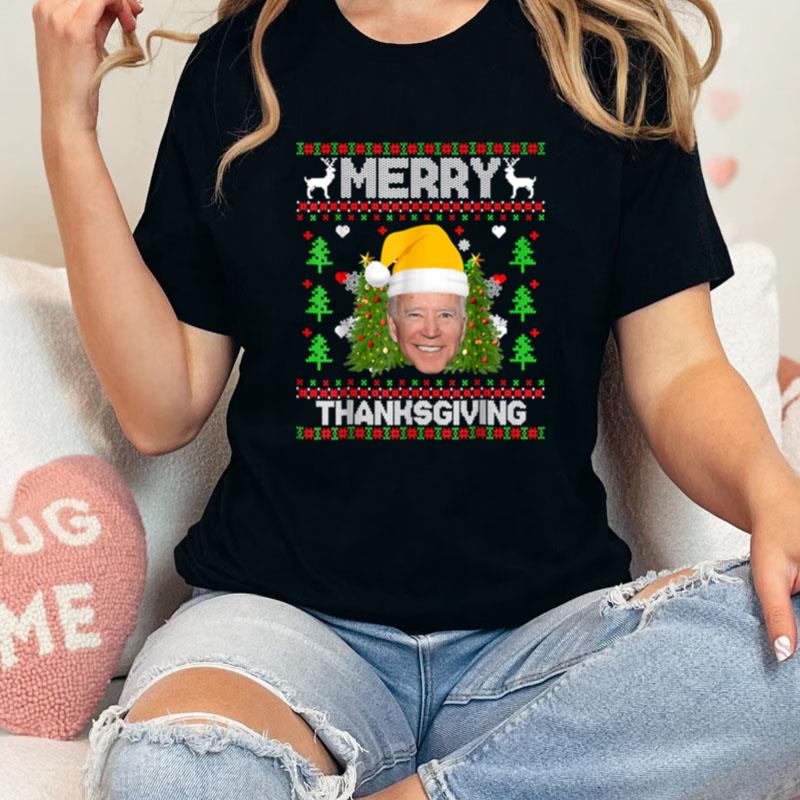 Funny Joe Biden Santa Hat Happy Thanksgiving Christmas Unisex Shirts