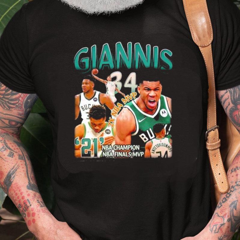 Giannis 2X Nba Mvp Nba Champion Nba Finals Mvp Unisex Shirts