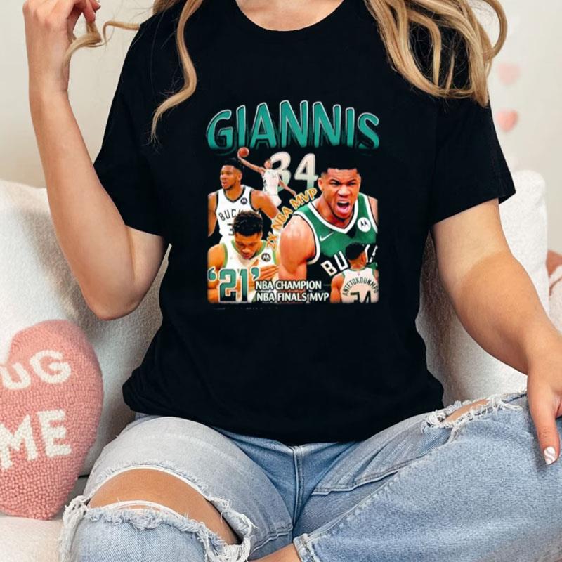 Giannis 2X Nba Mvp Nba Champion Nba Finals Mvp Unisex Shirts