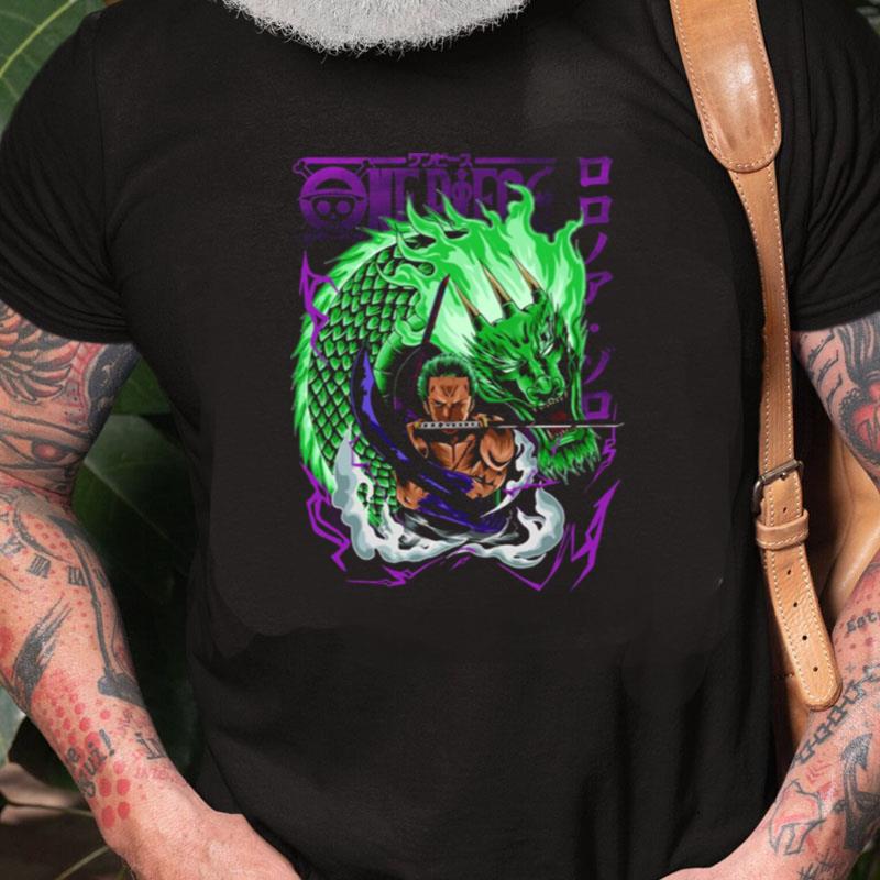 Green Dragon And Roronoa Zoro One Piece Anime Series Unisex Shirts