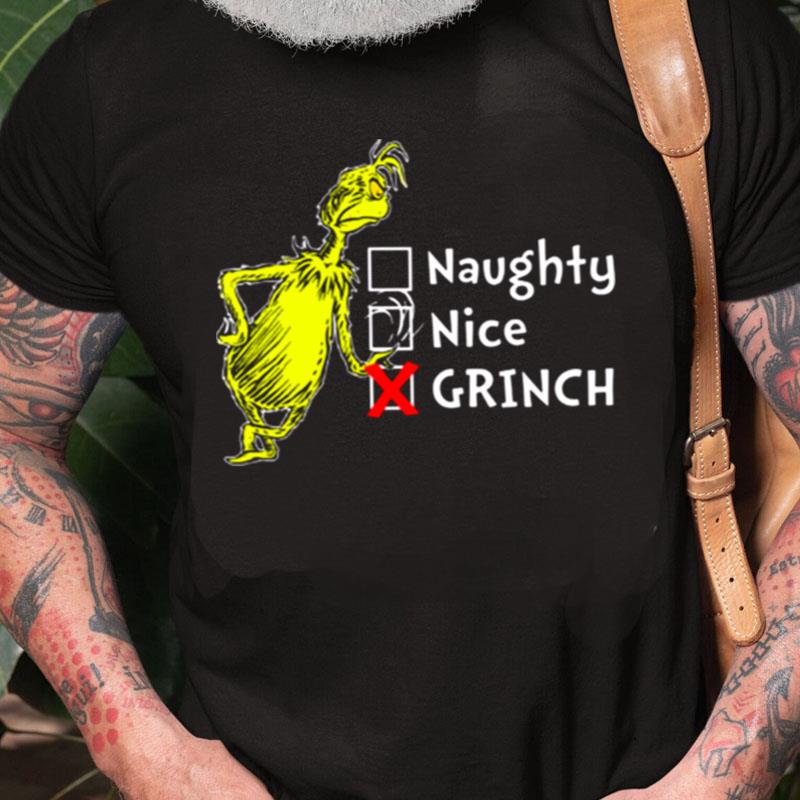 Grinch Naughty Nice Wonderful Time Of The Year Merry Christmas Unisex Shirts