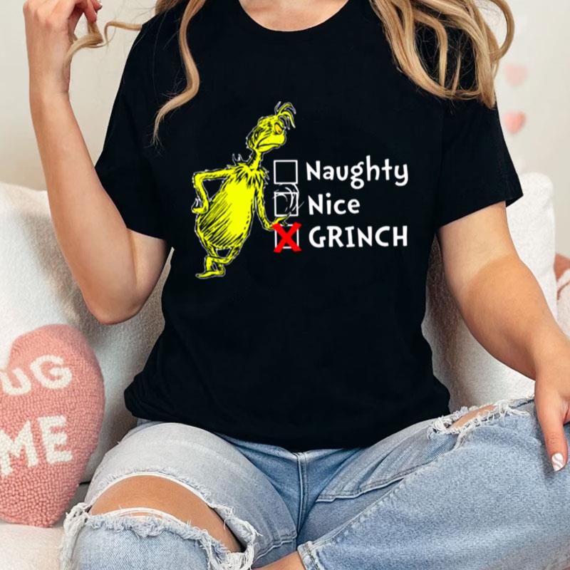 Grinch Naughty Nice Wonderful Time Of The Year Merry Christmas Unisex Shirts