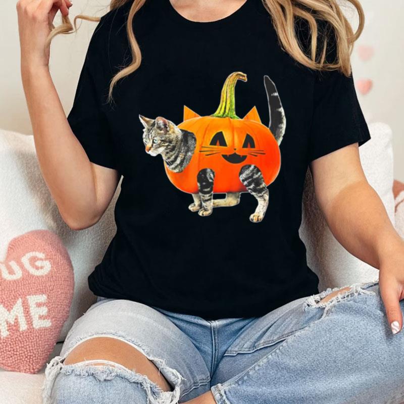 Halloween Jack O Lantern Pumpkin Cat Unisex Shirts