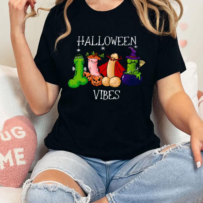 Halloween Vibes Pumpkin Witch And Vampire Dildo Unisex Shirts