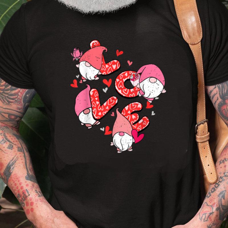 Happy Valentine's Day Gnome Love With Hearts Valentine Unisex Shirts