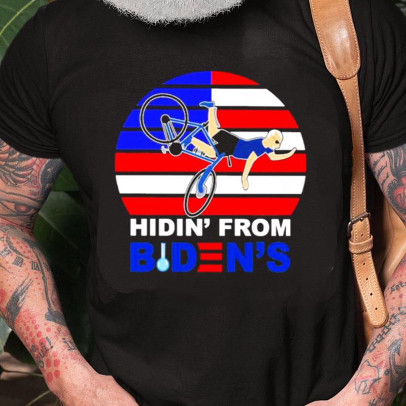 Joe Biden Fall Bike Hidin' From Biden Vintage American Flag Unisex Shirts