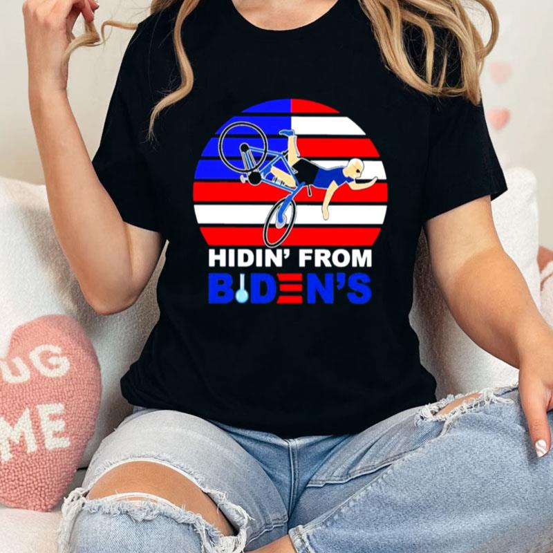 Joe Biden Fall Bike Hidin' From Biden Vintage American Flag Unisex Shirts