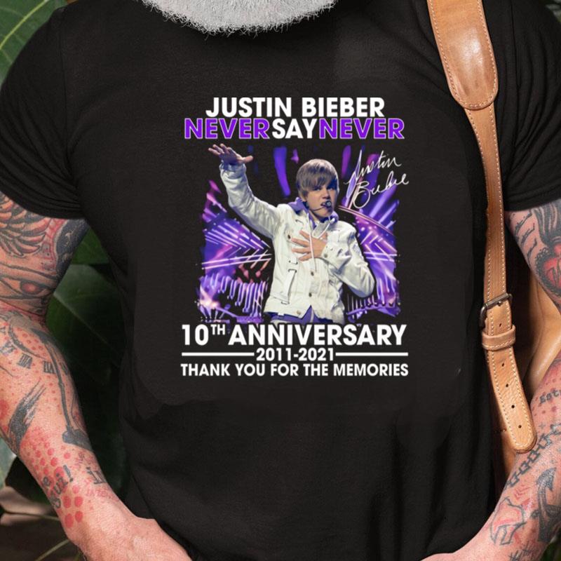 Justin Bieber Never Say Never 10Th Anniversary Signature Unisex Shirts