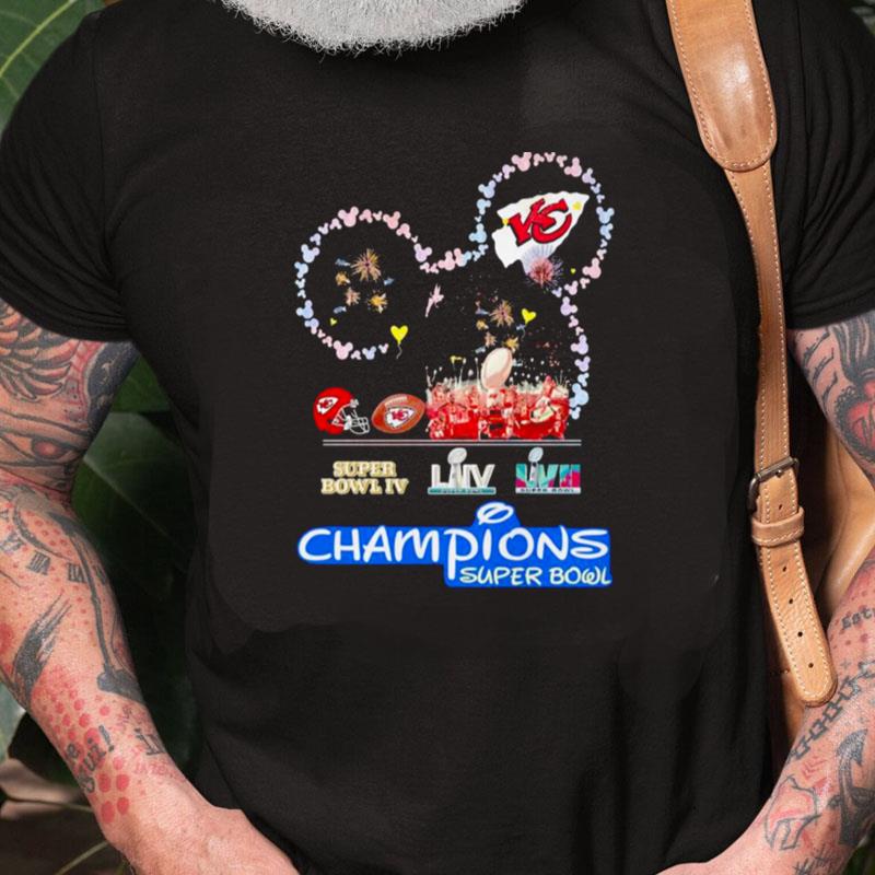 Kansas City Chiefs Mickey Mouse Head Champions Super Bowl Unisex Shirts