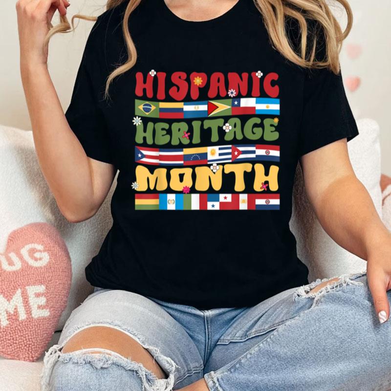 Latino Countries Flag Retro Groovy Hispanic Heritage Month Unisex Shirts