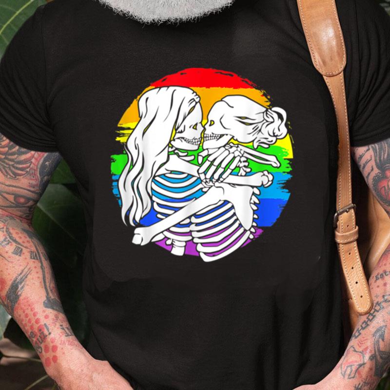 Lesbian Skeleton Couple Lesbian Pride For Halloween Unisex Shirts