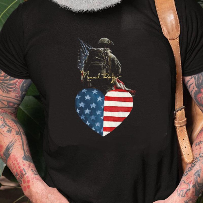 Memorial Day Us Flag Heart Unisex Shirts