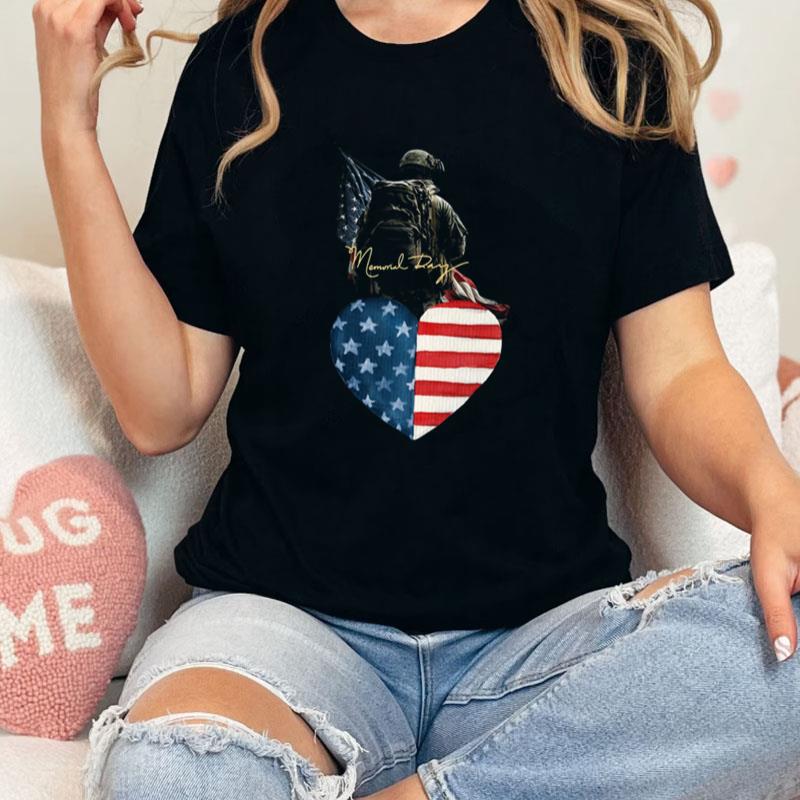 Memorial Day Us Flag Heart Unisex Shirts