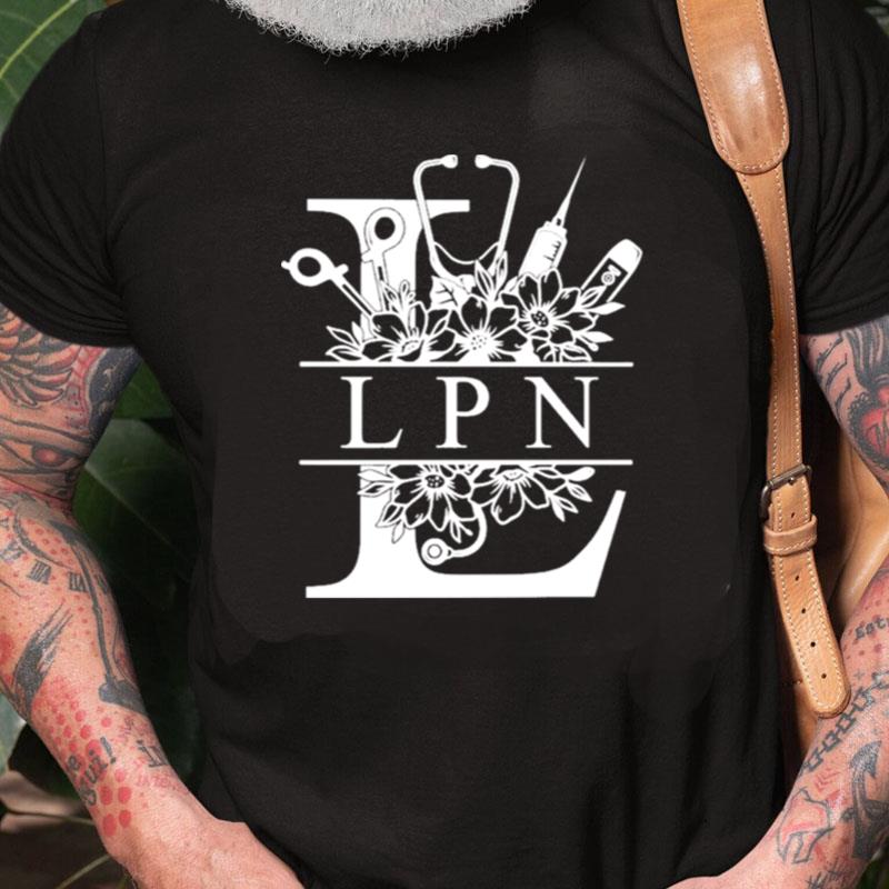 Nurse Split Floral Frame Lpn Unisex Shirts